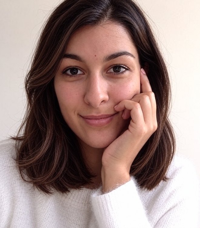 NACHHER: Die dünnen Spitzen zu einem volleren Long Bob auf Schlüsselbeinlänge kürzen; leicht seitlicher Scheitel, weiche Stufen um das Gesicht.